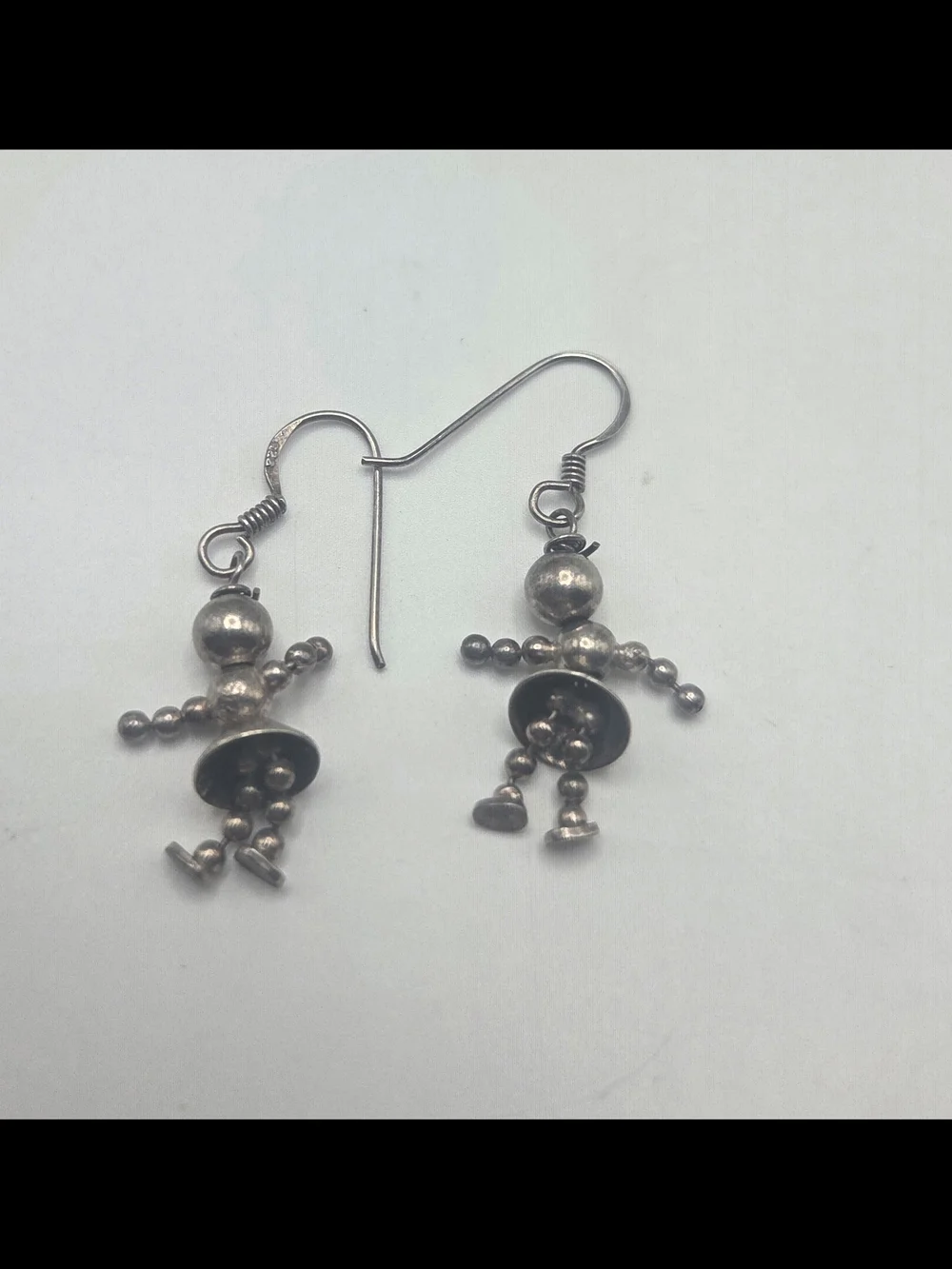 Vintage Sterling Silver 925 Beaded Girl Dangle Earrings